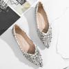 Модные черно-белые клетчатые тканевые балетки женские 2024 весна лето с хрустальной пряжкой лоферы в стиле ретро с блестящими бусинами балетки размер 43