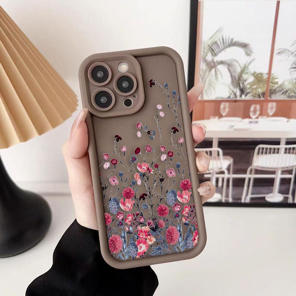 Красивый Цветочный Чехол для Телефона для iPhone Apple 17 AIR 16 16E 11 12 13 14 15 XR Plus Pro Max Чехол Своими Руками Ударопрочная Крышка из ТПУ Capa
