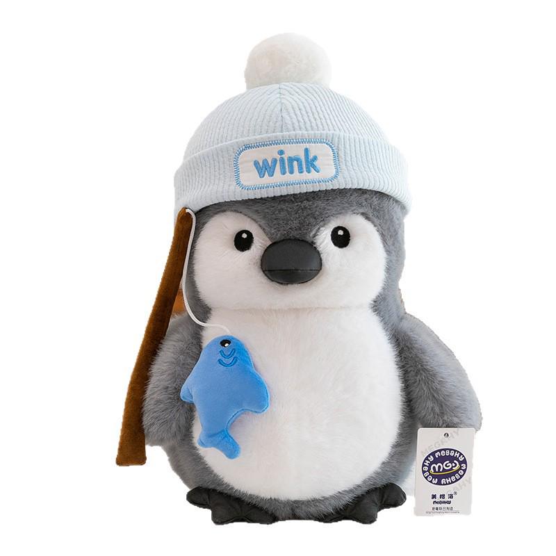 Adorable Penguin Chef Plush Holding Fish - Stuffed Toy & Gift
