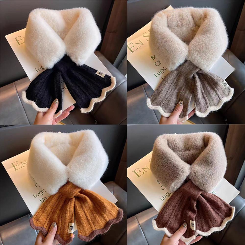 Shawl Knitted Scarf Windproof Plush Scarfs Fashion Cervical Spine Warm Scarve  Winter