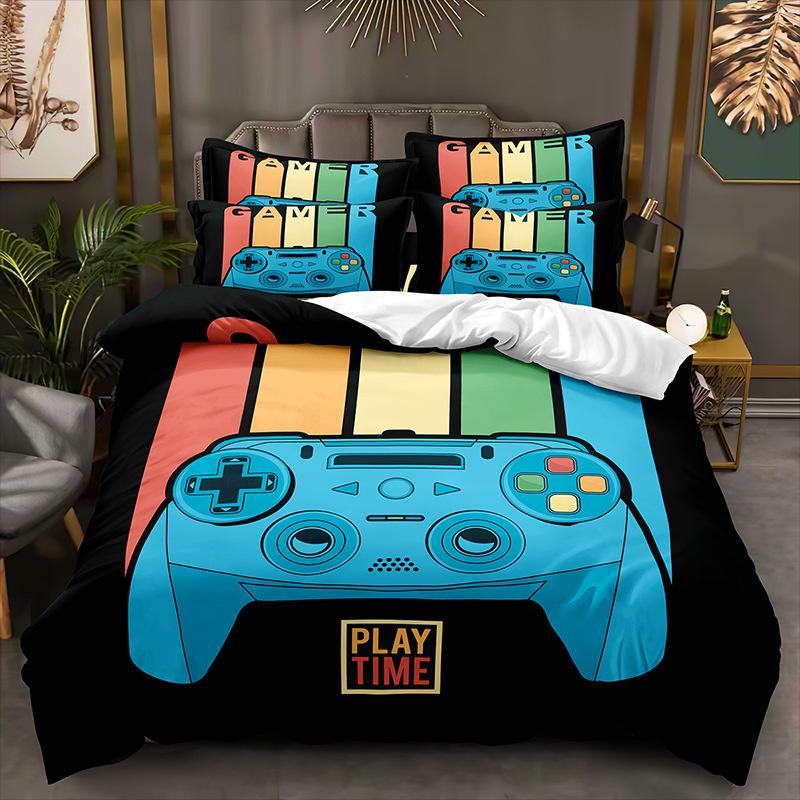 Легкий 3D игровой комплект постельного белья с игровой ручкой, пододеяльник DE135 * 200, полноразмерный чехол для кровати, одинарный/двойной с молнией, мягкий пододеяльник