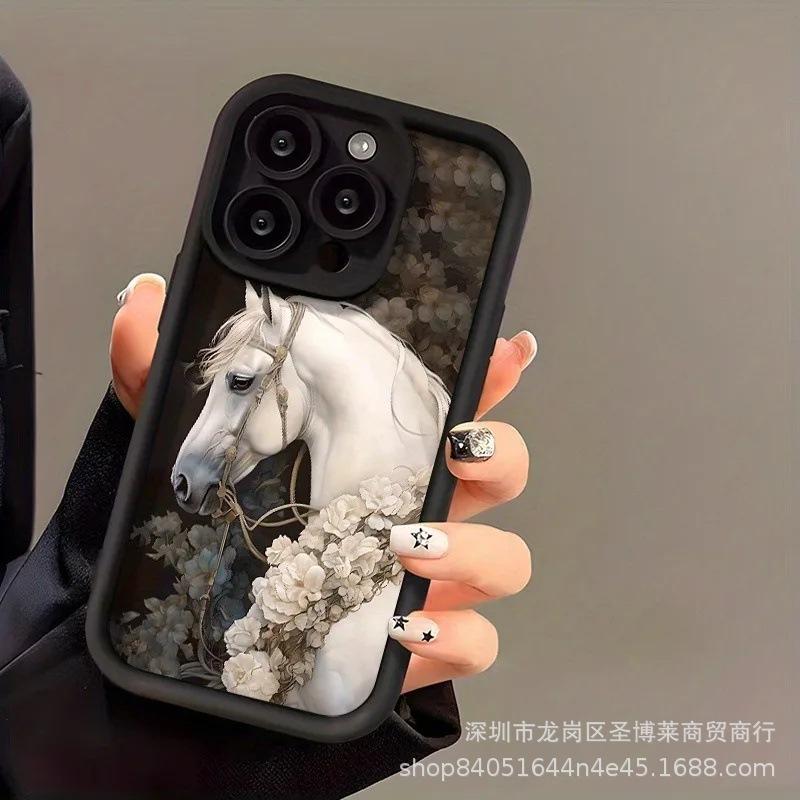 Цветы белый конь для чехла на телефон Apple 15 iPhone 12 Pro Max набор 14/13/11/XR наждак 16