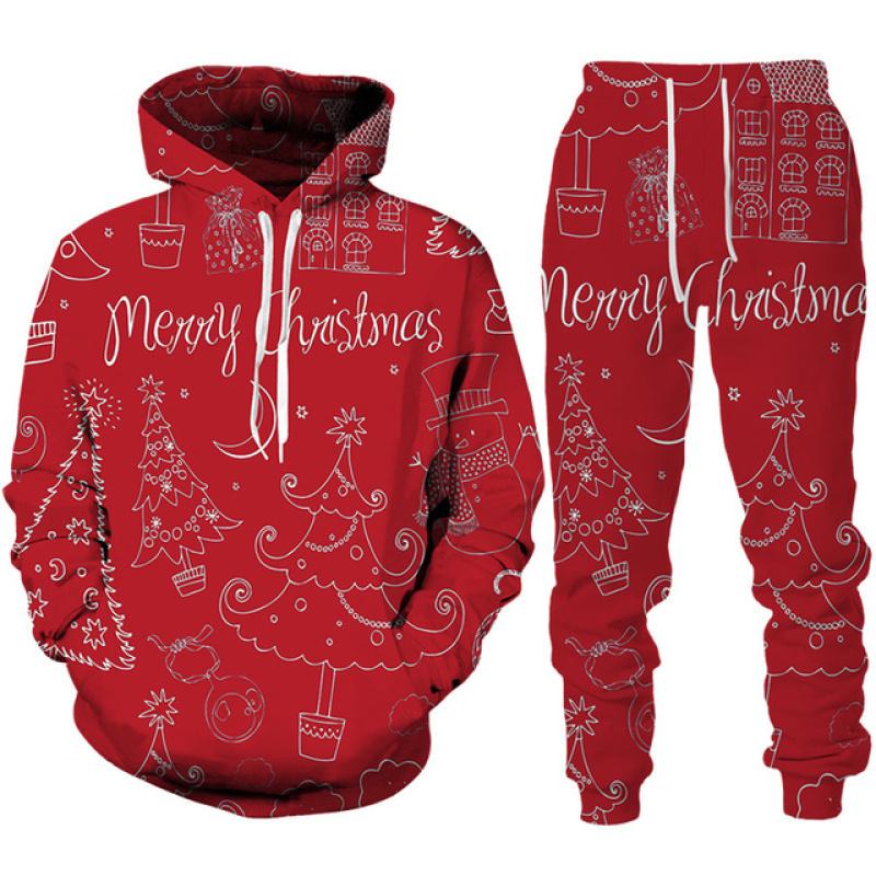 Толстовка с 3D принтом оленя и рождественским принтом/комплект, модный спортивный костюм для пар, спортивная одежда, забавная новогодняя праздничная одежда