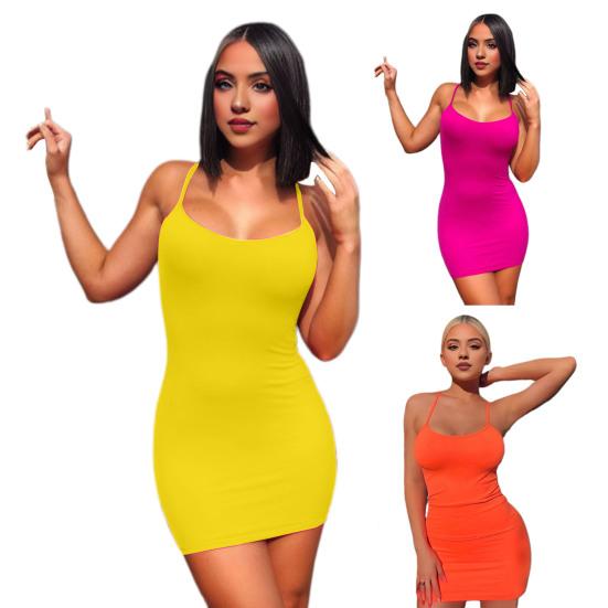 2 шт./компл. платье для горячих девушек, комплект трусиков с v-образным вырезом, сплошной цвет, узкие бретельки, эластичное мини-платье со средней талией и низким вырезом, облегающее платье для свиданий, отпуска