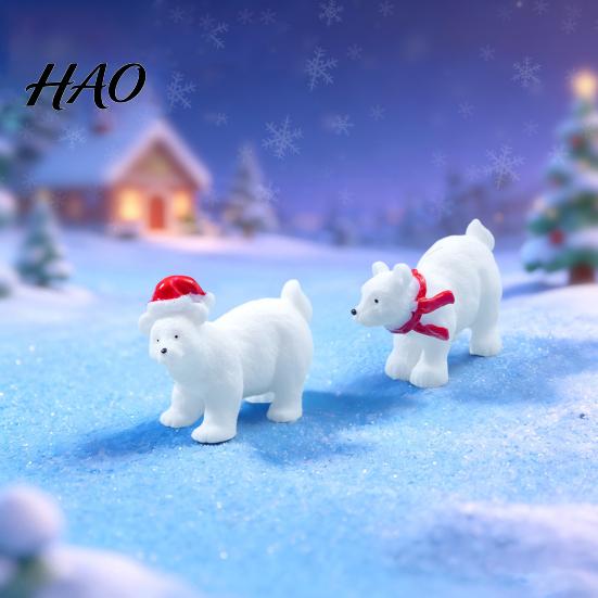 Resin Animal Ornaments Miniature Polar Bear Figurines, Durable Synthetic Indoor Outdoor Statues Ornaments, Decorative Accents for Fairy Garden