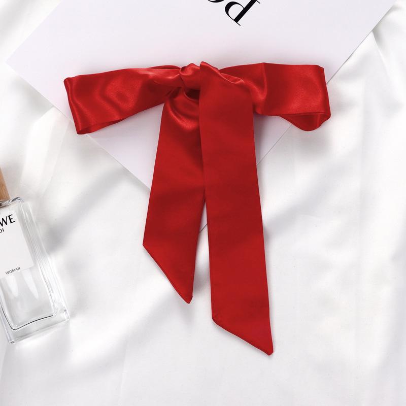 2024 Spring/Summer Women's Silk Scarf Headband: Thin, Narrow, Solid Color Ribbon for Ponytail, Bag, or Bow Tie Use