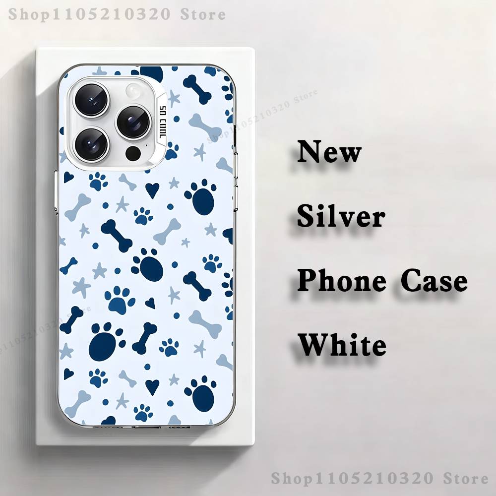 Чехол для телефона с отпечатками лап питомца Для iPhone 17,16,15,14,13,12,11,Pro,XS,Max,Plus,Mini,SE4,E белый Матовый Ударопрочный Чехол