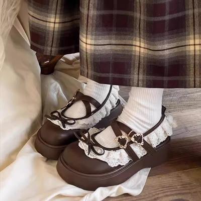 2025 новые женские туфли с черным бантом и мелким вырезом, летние, под юбку, Мэри Джейн, маленькие кожаные туфли на платформе, универсальные одинарные туфли