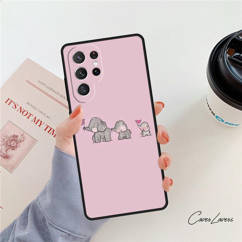 Cute Baby Elephant phone case For Samsung Galaxy S24 S25 S23 S22 Ultra Note 10 20 Plus S20 S21 FE Cover