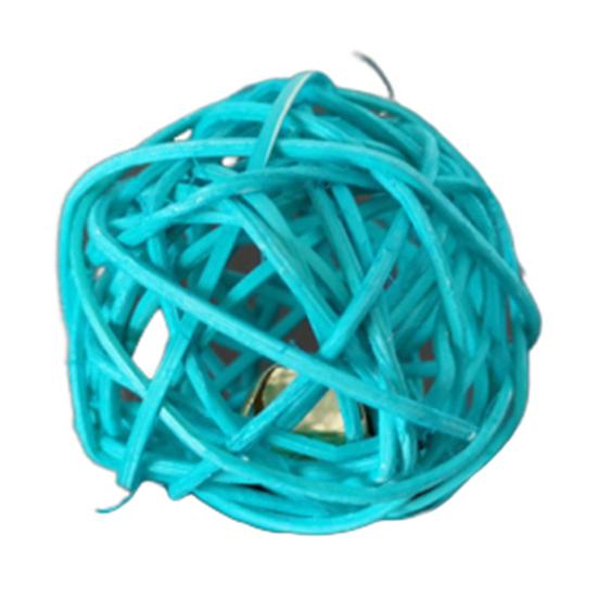 Разноцветный ротанговый мячик-жевалка со звуком и колокольчиком для кошек и котят