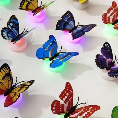 Ranpo Hot Butterfly Night Light Creative Funny Colorful Lighting Butterfly Light Sticking Diy LED Home Decorative Wall Lights