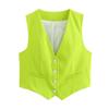 Spring and Summer New Women's Clothing Minimalist Style V Neck Sleeveless Decorated Row Button Short Candy Color Vest Jacket 2347888