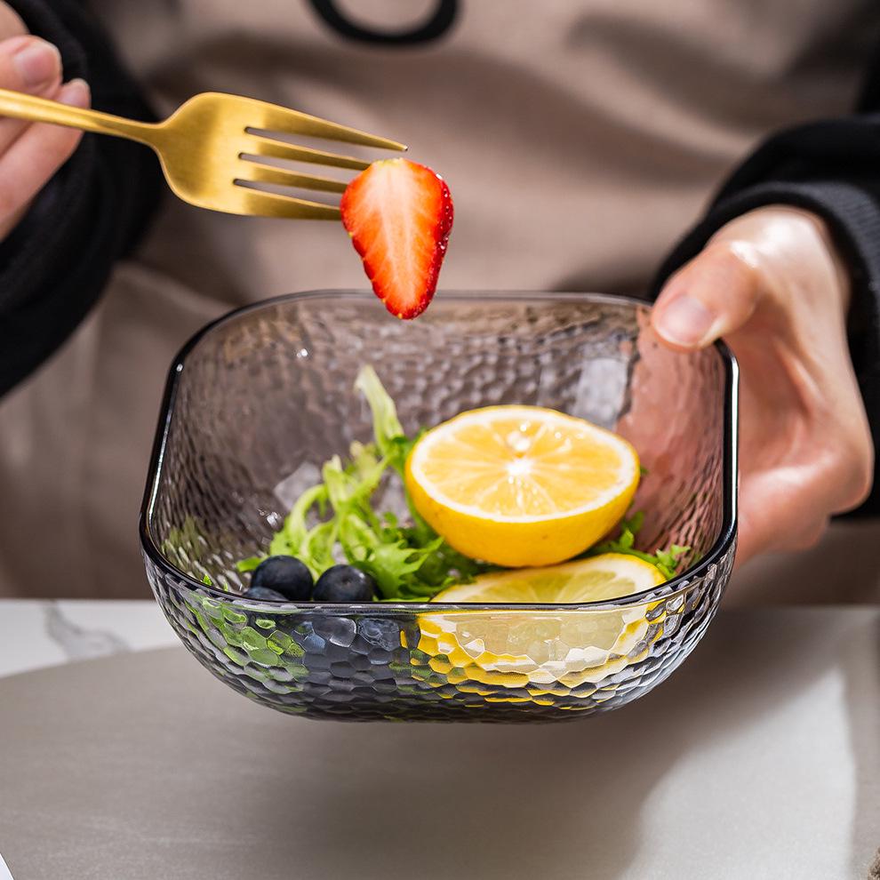 Квадратный салатник из кованого стекла для фруктов, десертов и хранения - Элегантная домашняя посуда