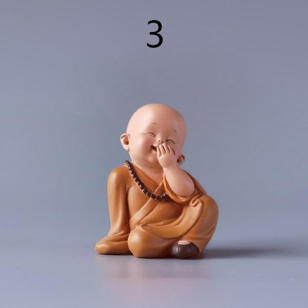 Маленькая милая статуя Будды монаха в китайском стиле, фигурка ручной работы из смолы, украшение для дома, декорZA