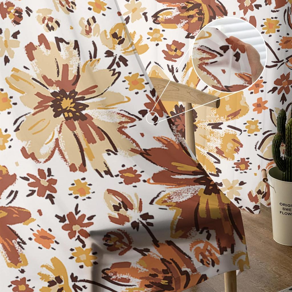 Осенние прозрачные шторы с цветочной текстурой для гостиной, спальни, тюлевые занавески для кухни, вуаль, шторы, жалюзи, панели