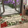 Holiday Themed Rectangle Rug Christmas Greetings Winter Snowflakes Ornament Patterns Perfect for Home Entrance Decor