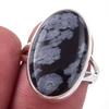 Natural Snowflake Obsidian Gemstone Handmade 925 Sterling Silver Ring S.7 r9H40