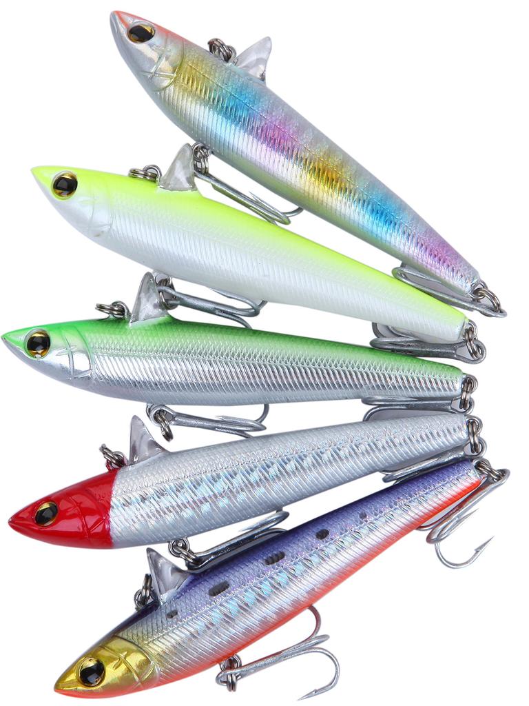 Морской окунь Тонущий Вибрационный Минноу Набор из 5 приманок, 16 г, 77 мм,