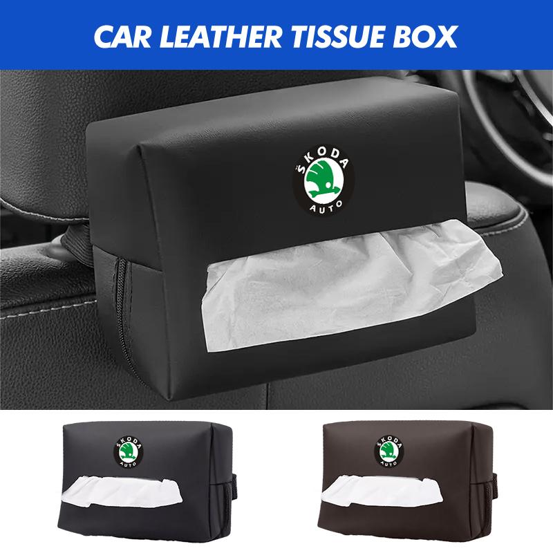 VIJT4 Car Tissue Box Cover Seat Back Hanging Type Tissue Storage Case For Skoda S Kodiaq Octavia 2 3 Yeti Karoq Rapid Fabia VII VRS