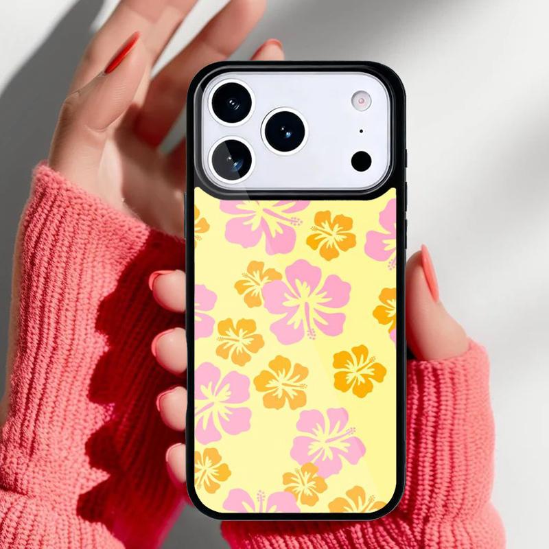 Цветочный гибридный чехол для телефона с цветами гибискуса для iPhone 17 16 15 14 13 Pro Max Задняя крышка для 12 11 Pro Coque