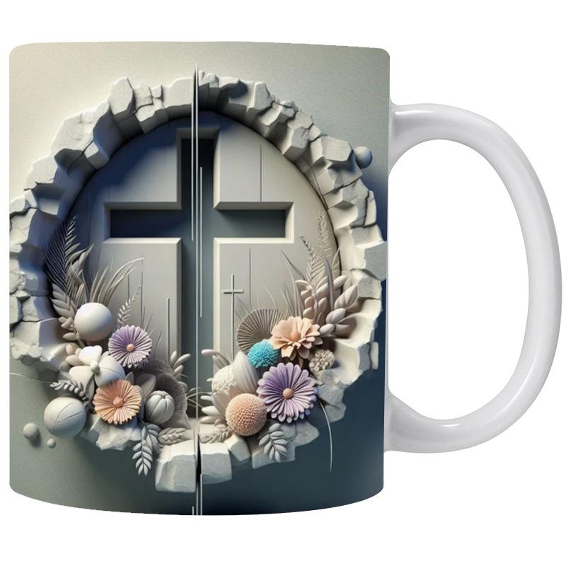 3D Cross Ceramic Coffee Mug Tea Mug New Hope Sunshine