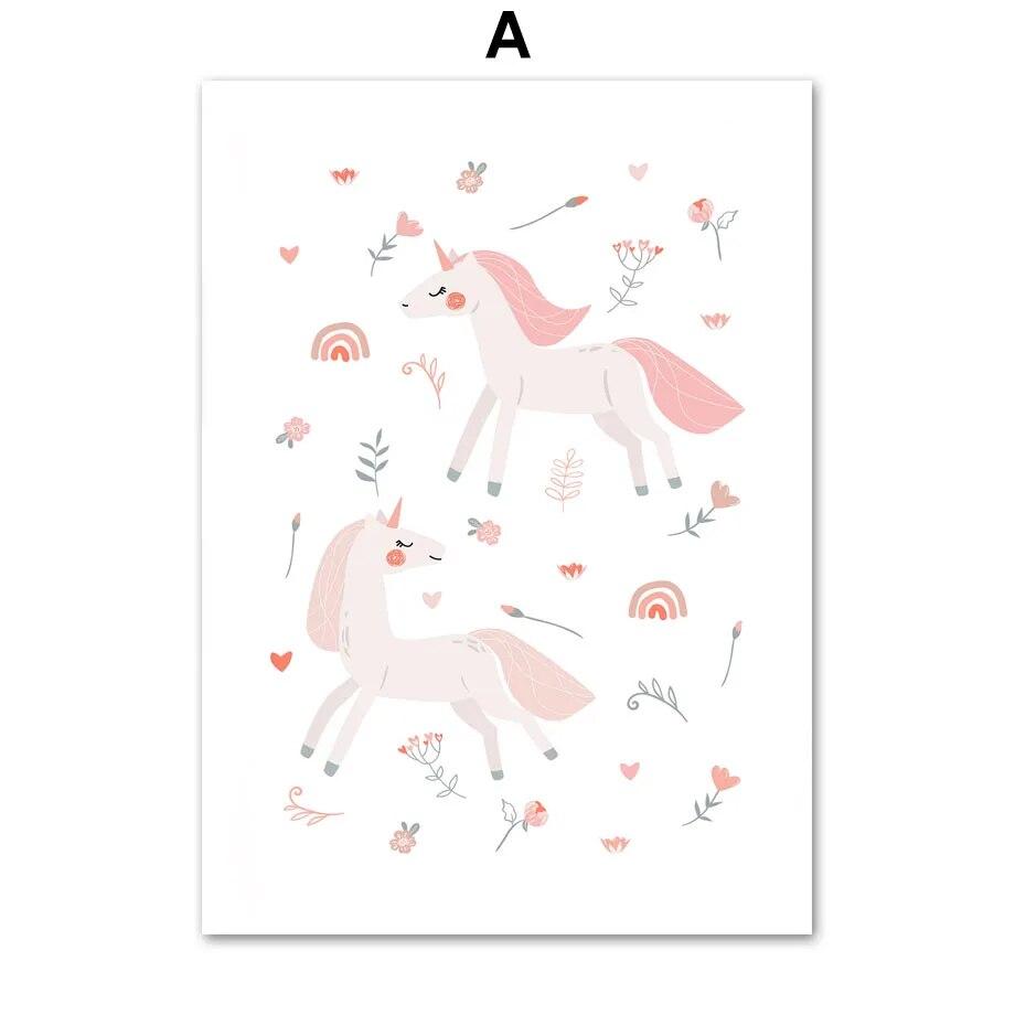 Pink Ballet Girl Rainbow Unicorn Shoes Nursery Wall Art Canvas Painting Posters And Prints Pictures For Baby Kids Room Decor