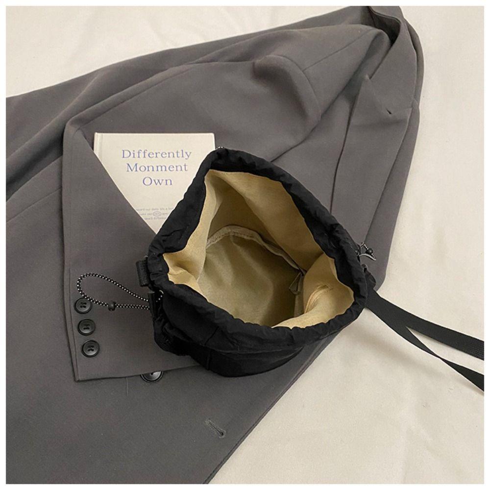 Korean Style Drawstring Bucket Bag Handbag Small Crossbody Bag Sweet Nylon Shoulder Bag  Travel
