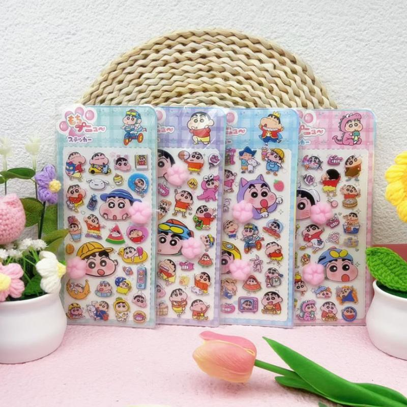 Kawaii Crayon Shin-chan Peach Butt Squishy Stickers - Cute 3D Relief Stress Relief Toy for Phone Case Laptop Stationery Gifts