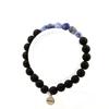 Stones and Minerals. South African Blue Jasper Bracelet + 8mm Matte Black Onyx Beads. Made In France.