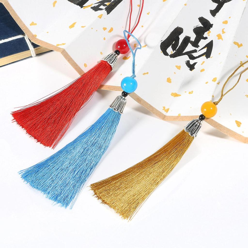 Silk Tassel Cords with Metal Caps Beads Tassel Charm Pendant Fit DIY Jewelry Making Findings