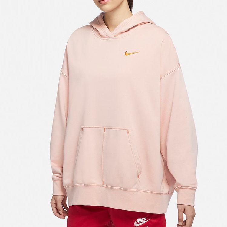 Nike Женский пуловер с капюшоном и вышитым логотипом, топы Оксфорд-розовый DM6202-601