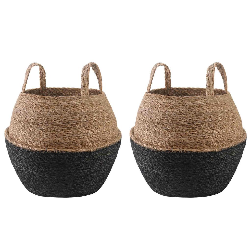Plant Pot with Handles 2 pcs Black Ø 32 x 32 cm