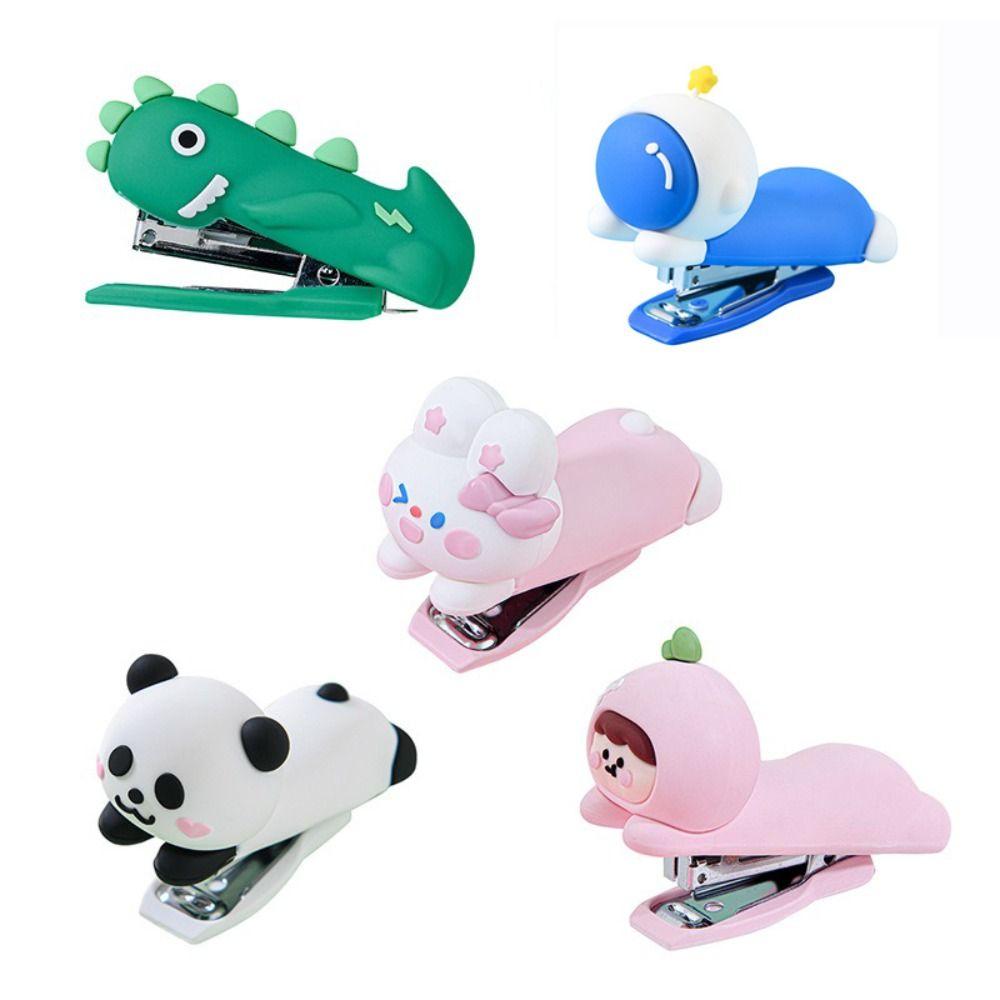 Panda/Astronaut/Dinosaur Stapler Mini Portable Stapling Machine Long Stapler Bookbinding Supplies