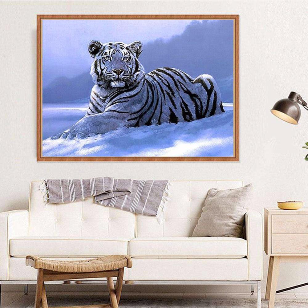 Diamond Embroidery Snow Tiger Diamond Painting Cross Stitch Full Round Rhinestone Mosaic Decoration