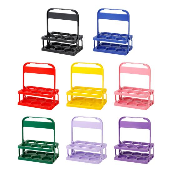 Пластиковая подставка для бутылок вина на 6 бутылок, складная подставка для напитков с ручкой, переносная корзина для хранения вина для бара, барбекю, пикника