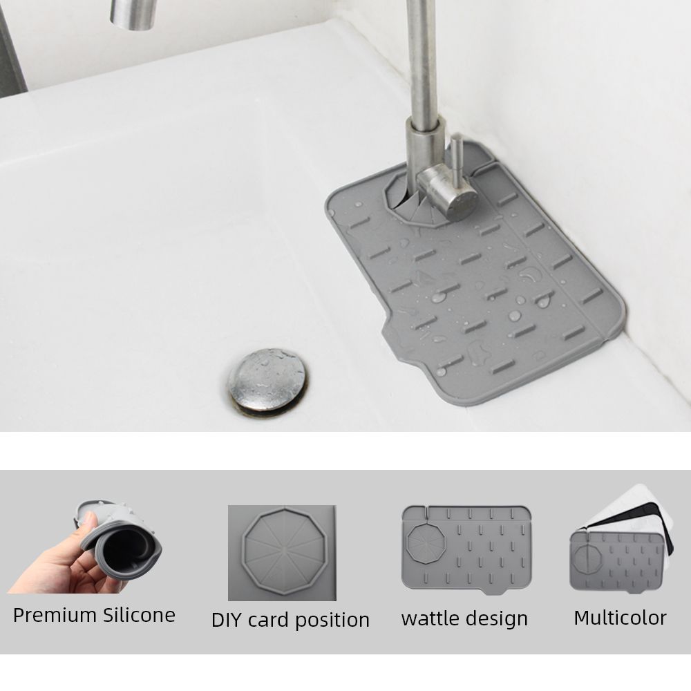 Wraparound Water Splash Guard Silicone Drain Pad Faucet Absorbent Mat Splash Catcher Splash-proof