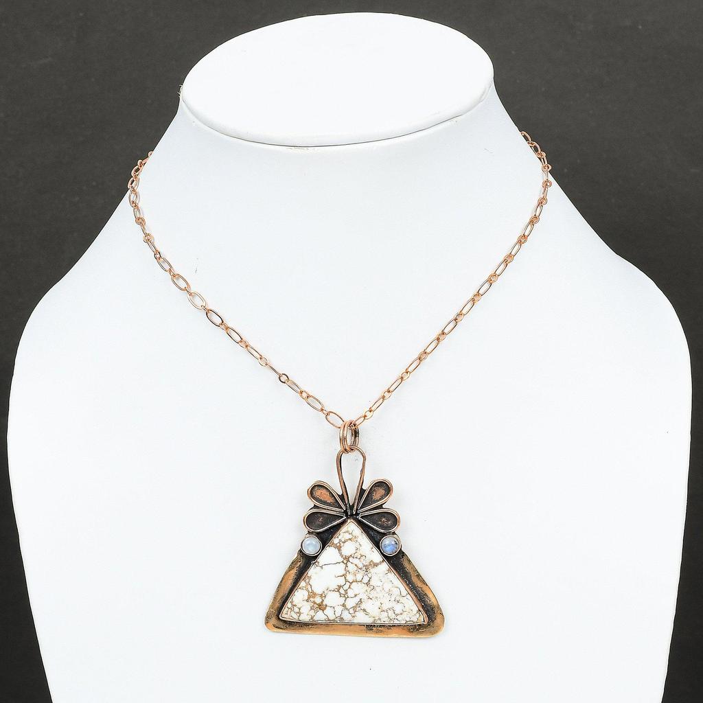 Wild Horse Magnesite Pendant Rainbow Moonstone Pendant Copper Pendant High Quality Gemstone Jewelry Latest Design Jewelry Handmade Pendant