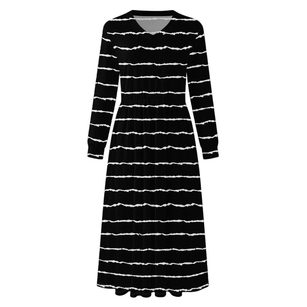 Платье для женщин длинное бохо пляжное платье элегантное макси-платье V-образный вырез длинный рукав платье с карманами