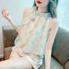 Ladies Summer French Floral Sleeveless Chiffon Top Temperament Elegant Strapless Top