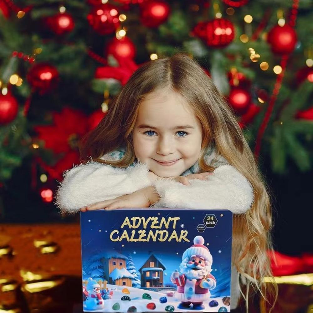 24 шт./набор красочных рождественских адвент-календарей в глухой коробке, прочный адвент-календарь с кристаллами и драгоценными камнями
