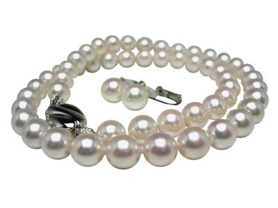 Isowa Pearl специализированный магазин жемчуга в Исэ жемчужное ожерелье Akoya серьги комплект белый розовый серебряная застежка 60069 (Isowa Pearl, Шима) 7,0-7,5 мм