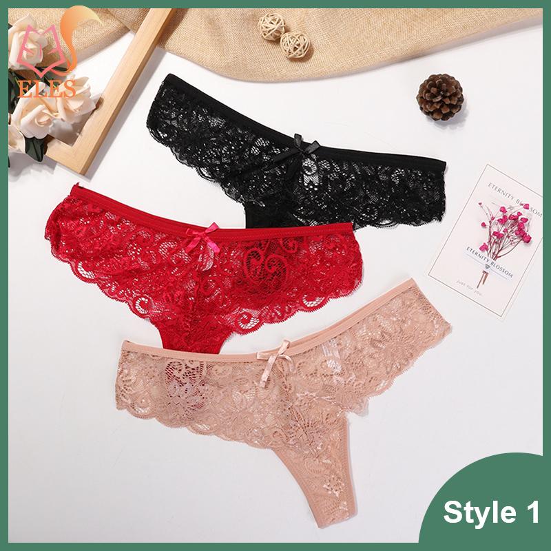 3 Pcs Woman Panties Sexy Lace Thong Underwear Lingerie Female T-back Temptation Low Waist G-string Pack