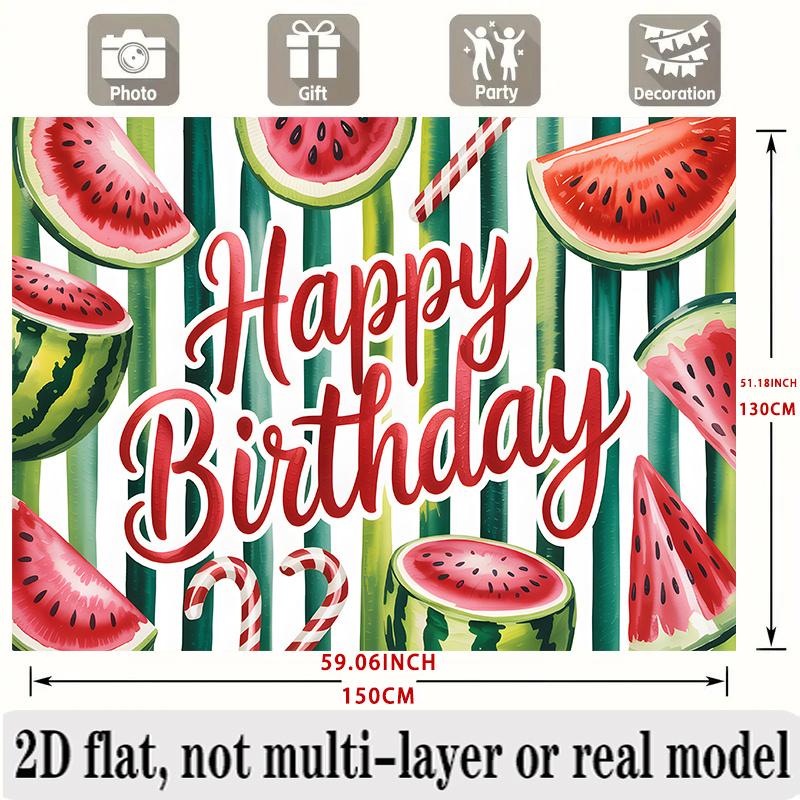 Watermelon Birthday Banner, Fruit Photo Backdrop Wall Decor for Summer Party