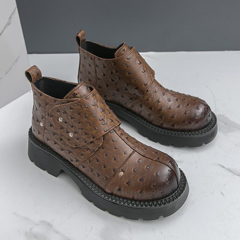 Мужские ретро панк ботинки на толстой подошве платформе, ботинки-лифты, черные, на молнии, с круглым носком, мотоциклетные ботинки, высокие ботинки, большие размеры