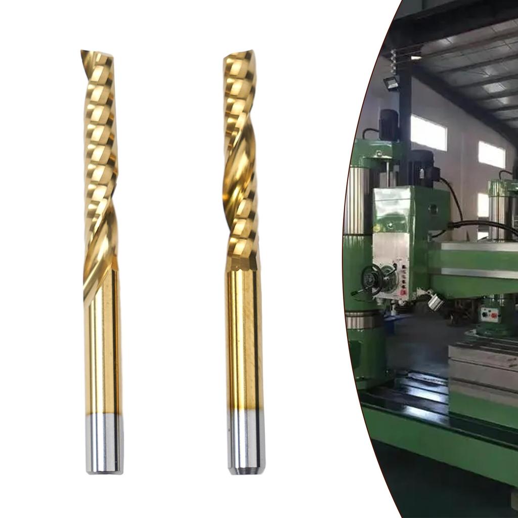 2Pcs Single Flute Spiral End Mill Carbide Router Bits for Aluminium Board 4*22mm