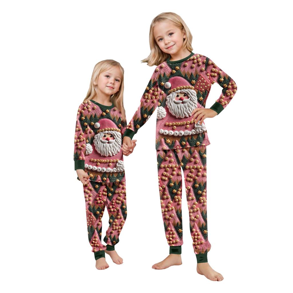 Matching Family Christmas Print Flannel Homewear Set Long-Sleeve Top And Pants