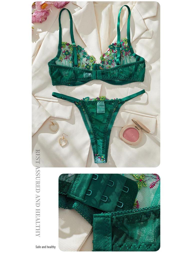 Французский кружевной комплект нижнего белья с вышивкой в виде цветов: Сексуальный и Привлекательный Дизайн в Наличии