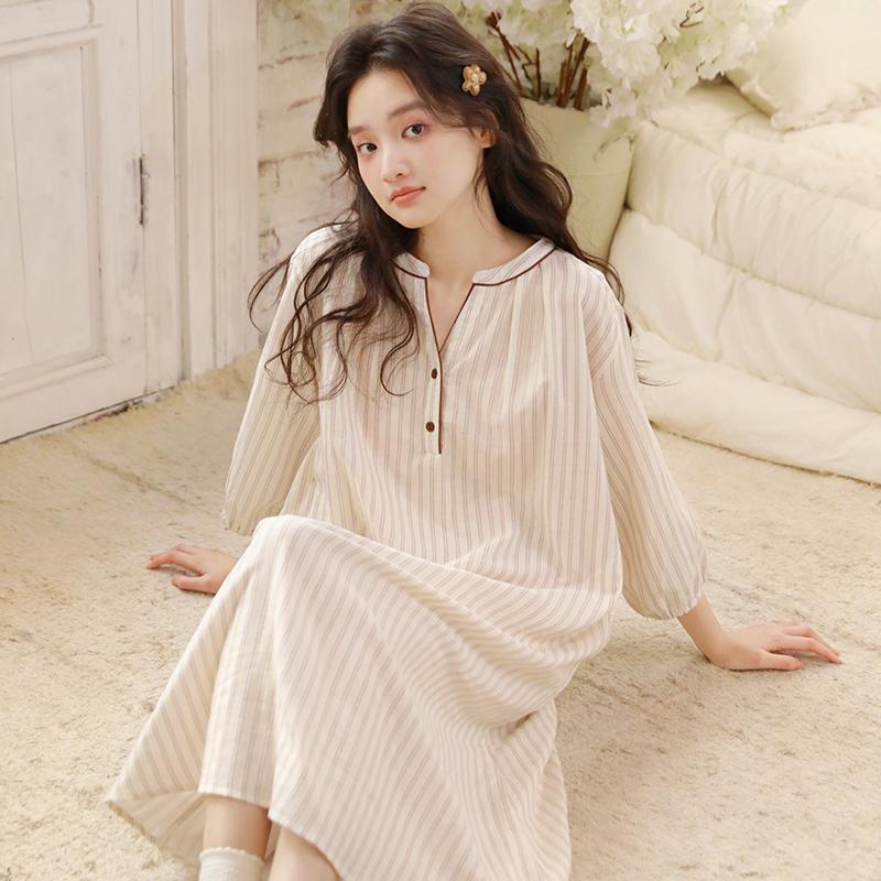 Chuanliu Women's 9-inch Sleeve Sleeping Skirt Home Clothes