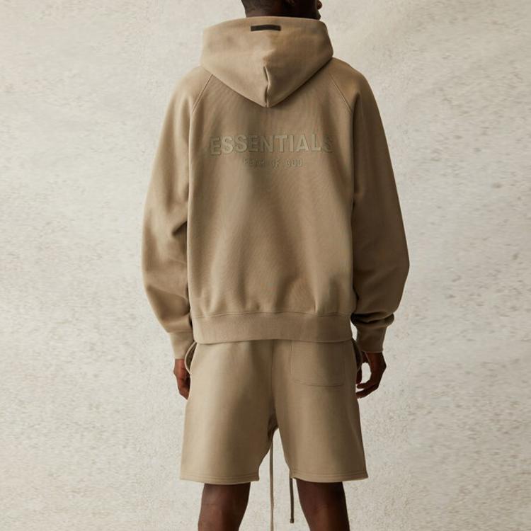 Fear of God Essentials Флисовая Толстовка с Капюшоном Унисекс Толстовки Мох FOG-SS21-579