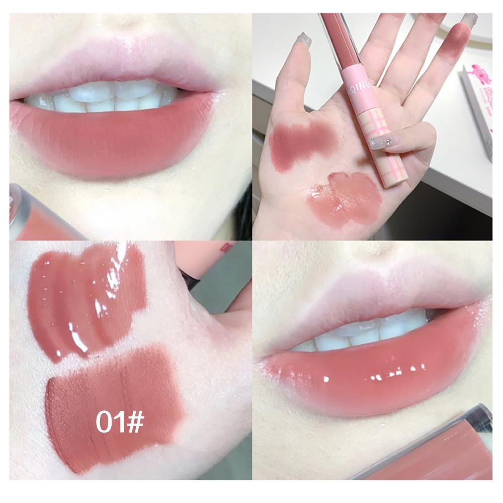 SHAQINUO Двусторонняя губная помада, матовая помада с зеркальным блеском для губ, стойкая цветная водостойкая помада 2 цветов